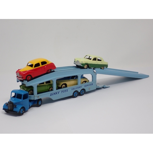 1241 - A very rare Dinky Supertoys No.990 Pullmore Car Transporter Gift Set with four Cars, Austin Somerset... 