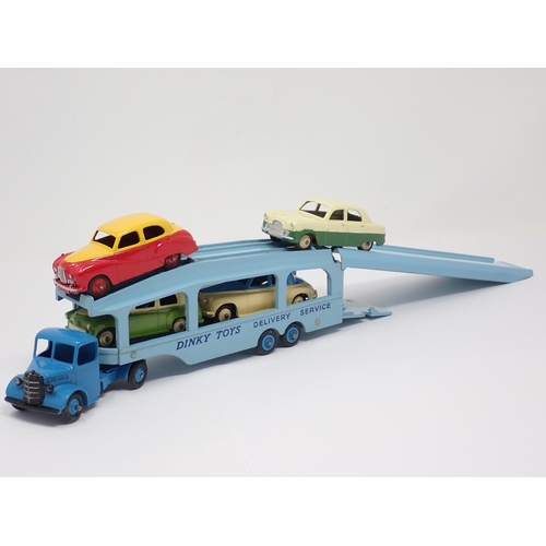 1241 - A very rare Dinky Supertoys No.990 Pullmore Car Transporter Gift Set with four Cars, Austin Somerset... 