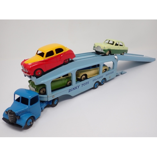 1241 - A very rare Dinky Supertoys No.990 Pullmore Car Transporter Gift Set with four Cars, Austin Somerset... 