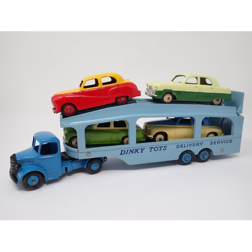 1241 - A very rare Dinky Supertoys No.990 Pullmore Car Transporter Gift Set with four Cars, Austin Somerset... 