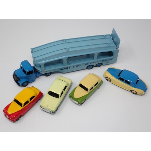 1241 - A very rare Dinky Supertoys No.990 Pullmore Car Transporter Gift Set with four Cars, Austin Somerset... 