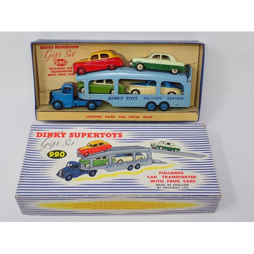 1241 - A very rare Dinky Supertoys No.990 Pullmore Car Transporter Gift Set with four Cars, Austin Somerset... 