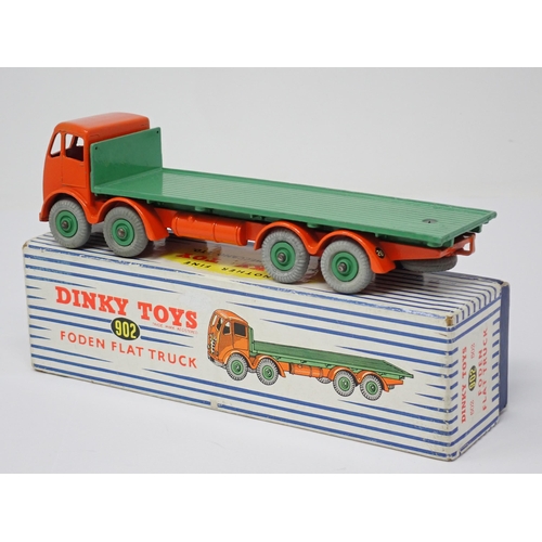 1250 - A boxed Dinky Toys N0.902 orange and green 2nd type Foden Flat Truck