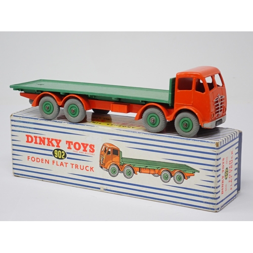 1250 - A boxed Dinky Toys N0.902 orange and green 2nd type Foden Flat Truck