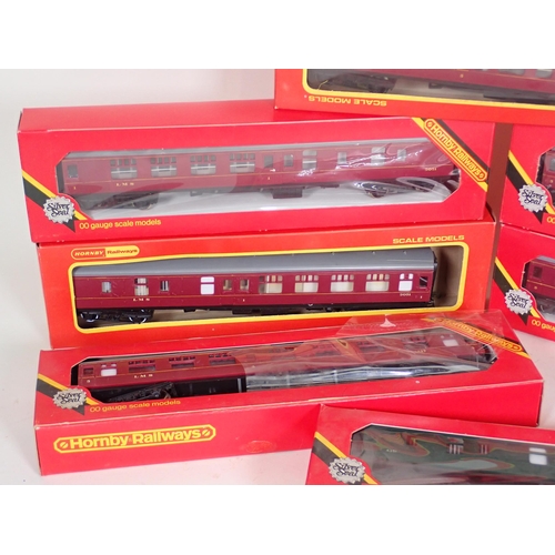 1279 - Six boxed Hornby 00 gauge LMS Coaches and a boxed Southern Region Coach