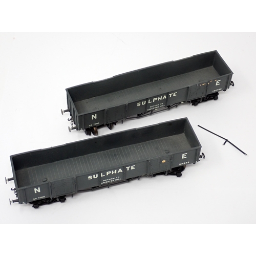 1309 - Two Laurence Scale kit built 00 gauge Sulphate Bogie Wagons, signed on underside