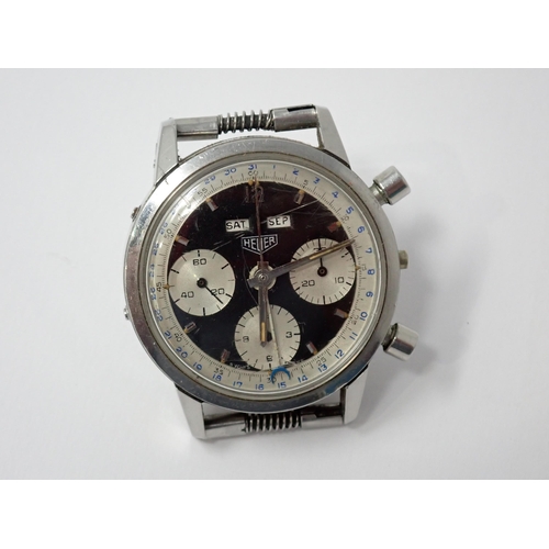 1328 - Heuer Dato Gentleman's Stainless Steel Chronograph Wristwatch, circa 1960's, Ref 2547, black and whi... 