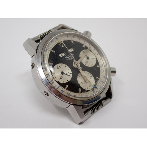 1328 - Heuer Dato Gentleman's Stainless Steel Chronograph Wristwatch, circa 1960's, Ref 2547, black and whi... 