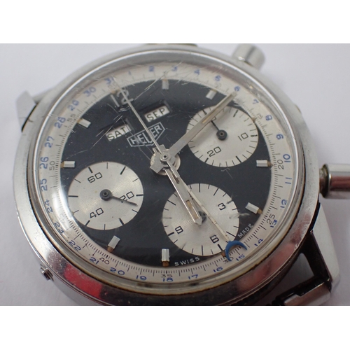 1328 - Heuer Dato Gentleman's Stainless Steel Chronograph Wristwatch, circa 1960's, Ref 2547, black and whi... 