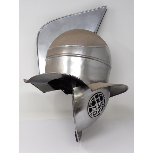 1332 - A 20th Century re-enactment Medieval style Kettle type Helmet with two piece pierced face mask