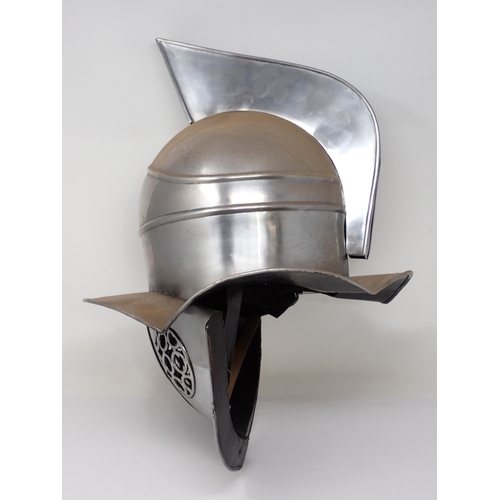 1332 - A 20th Century re-enactment Medieval style Kettle type Helmet with two piece pierced face mask