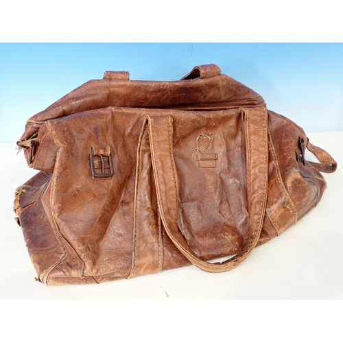 1356 - An RAF WWII leather Flight Holdall A/F and a 1950's War Department hard leather Case