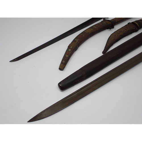 1366 - An SMLE Bayonet, a P.42 Socket Bayonet and two North African Daggers