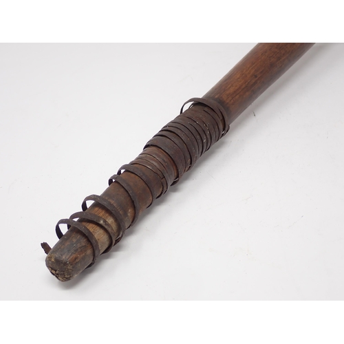 1385 - A late 19th Century South African Knobkerrie with studded head and incised decoration 1ft 8in L