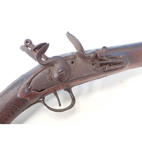 1407 - An antique short barrelled blunderbuss flintlock Pistol 19in L