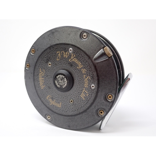 1449 - A J.W. Young & Sons 1500 series 4 1/4in wide spool Salmon Reel