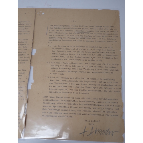 1343 - Heinrich Himmler – A typed signed three page letter to Martin Bormann concerning the analysis of for... 