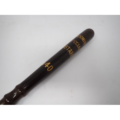 1355 - A wooden Police Truncheon painted 'Kidderminster Special Constable 140'