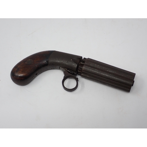 1367 - Two single barrelled percussion Shotguns, a Pepperbox Revolver and a percussion Pistol (all A/F)