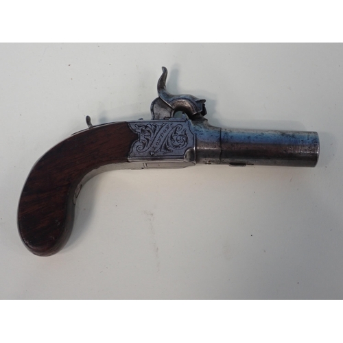 1403 - An 80 bore single barrelled percussion pistol by Moore. This high quality diminutive little pistol h... 