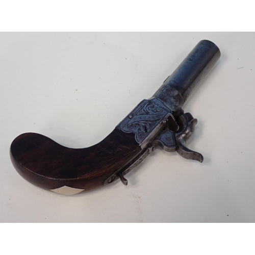 1403 - An 80 bore single barrelled percussion pistol by Moore. This high quality diminutive little pistol h... 