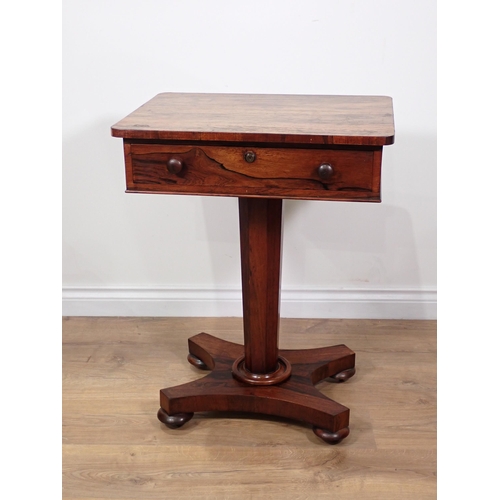 23 - A 19th Century rosewood Work Table fitted single frieze drawer mounted upon octagonal tapering colum... 