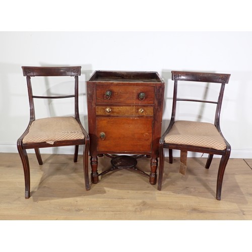 28 - A Georgian mahogany Washstand A/F, a pair of 19th Century mahogany bar-back Dining Chairs and a Bedr... 