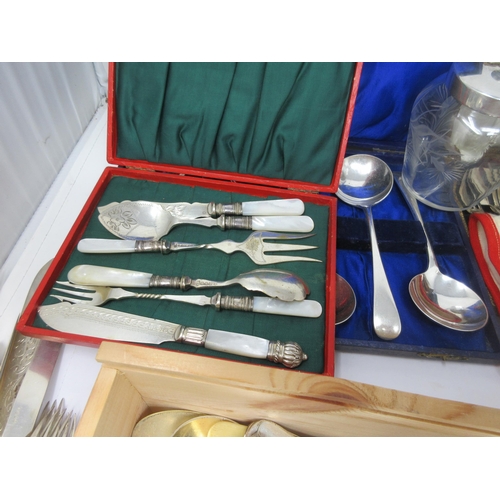 108 - A quantity of plated Cutlery, some cased