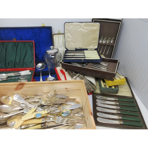 108 - A quantity of plated Cutlery, some cased