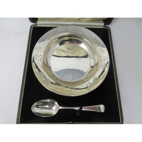 115 - A George VI silver Nursery Bowl and Spoon, London 1937, in case