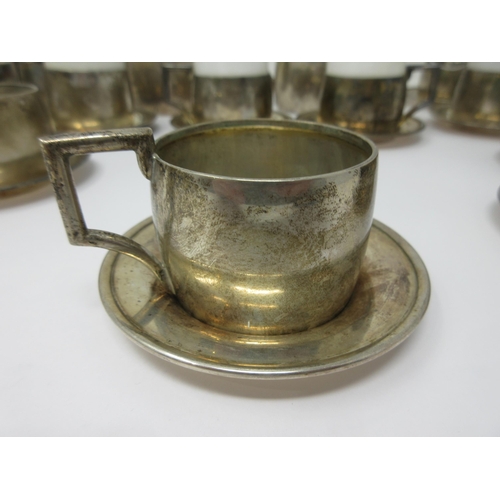 133 - One dozen Austrian silver Cups and Saucers, a Milk Jug and Sugar Bowl