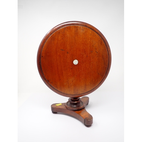 146 - A 19th Century mahogany apprentice piece model of a Breakfast Table with moulded tilting top on balu... 