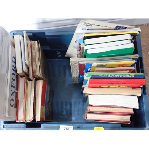 213 - A box of Maps and topographical Books, over 200 Victorian and Edwardian Portrait Postcards, mostly u... 