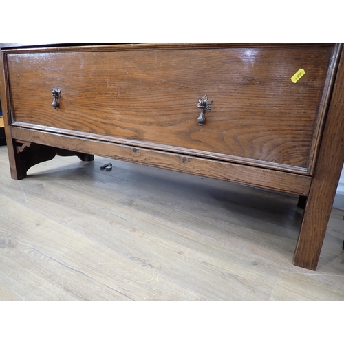 239 - An oak dropleaf Table on barley twist supports and an oak Box Seat fitted single drawer