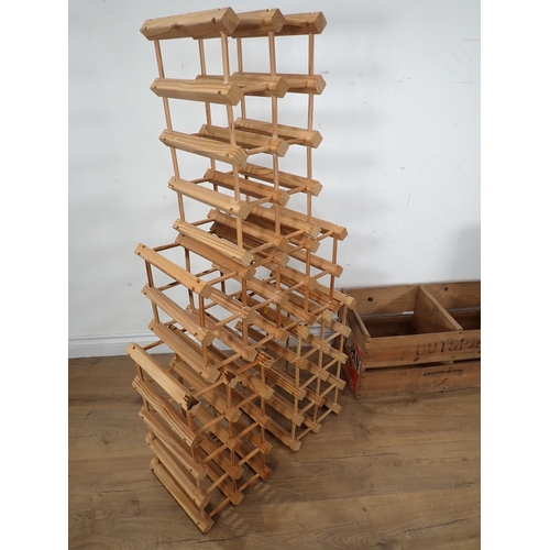 245 - A wooden Crate and four Wine Racks