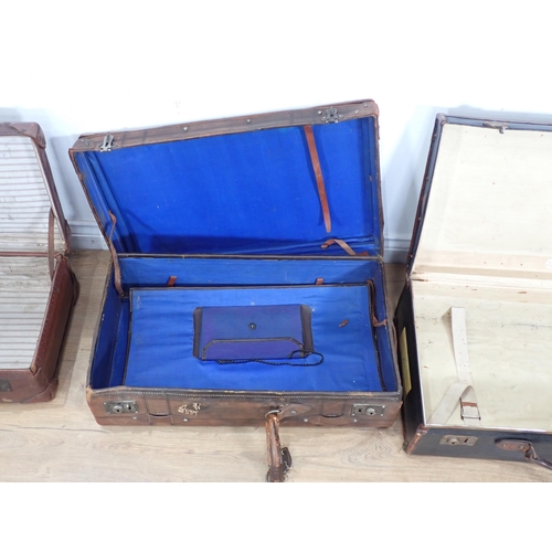 246 - A leather Suitcase and two other Luggage Cases