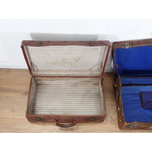 246 - A leather Suitcase and two other Luggage Cases