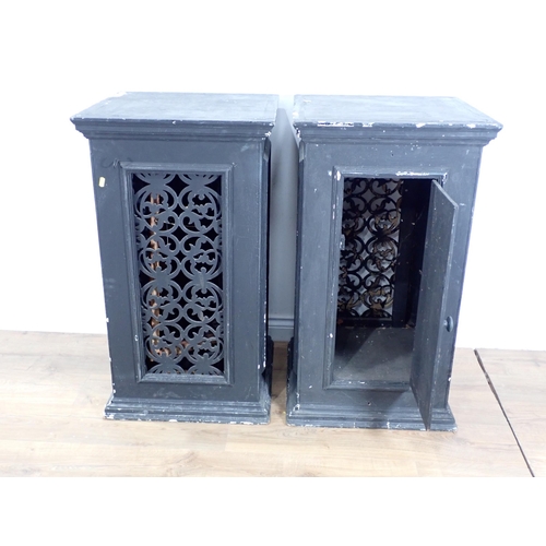 252 - A pair of black painted Speaker Cabinets