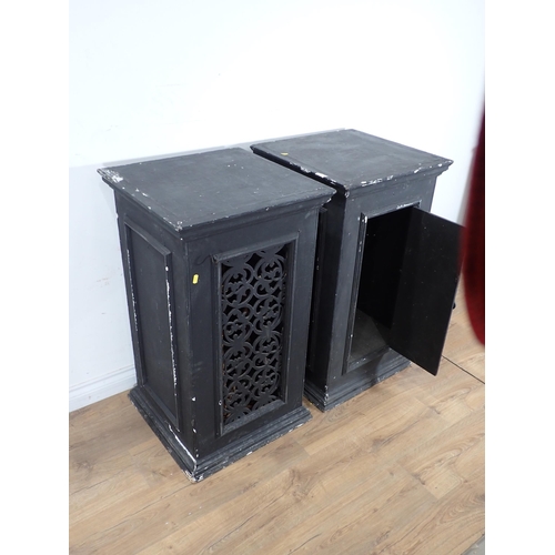 252 - A pair of black painted Speaker Cabinets