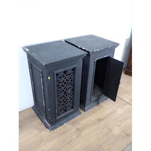 252 - A pair of black painted Speaker Cabinets