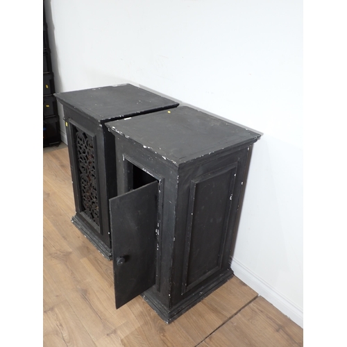 252 - A pair of black painted Speaker Cabinets