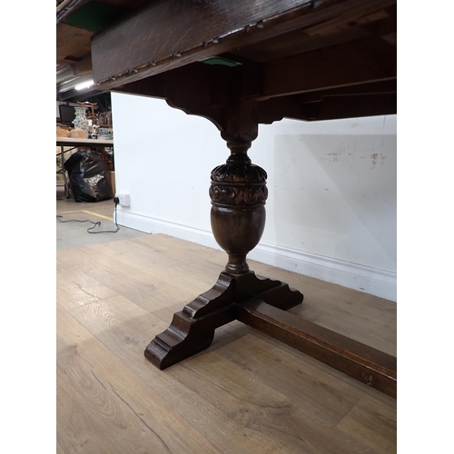 253 - An oak draw leaf Dining Table 3ft 3in W x 2ft 6in H, four Dining Chairs and a Sideboard