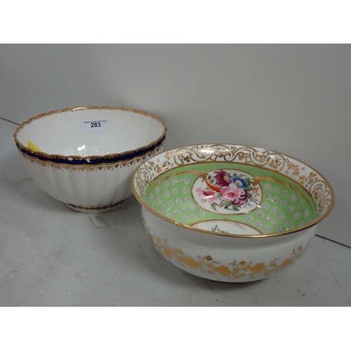 283 - A Copelands China part Tea Set with floral designs, a 19th Century Sauceboat, a Derby Bowl, a Coalpo... 