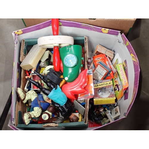 284 - A box of various Toys and a box of various Tins