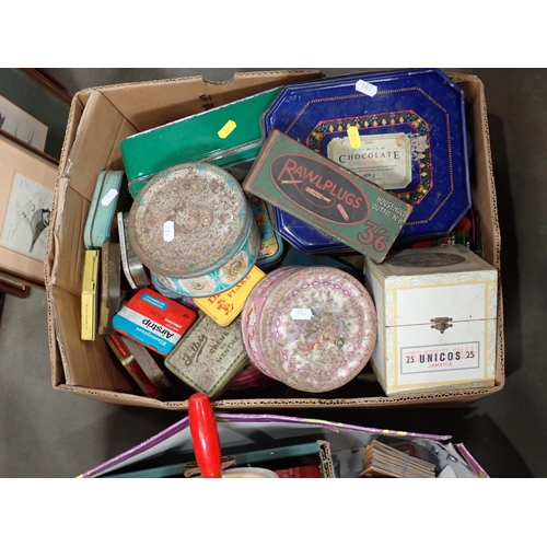 284 - A box of various Toys and a box of various Tins