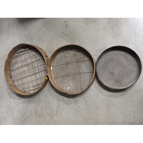 307 - Three various Sieve, two boxes and a clothes Airer