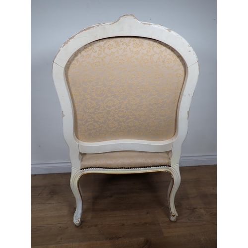 37 - A French style white painted Elbow Chair with cabriole supports