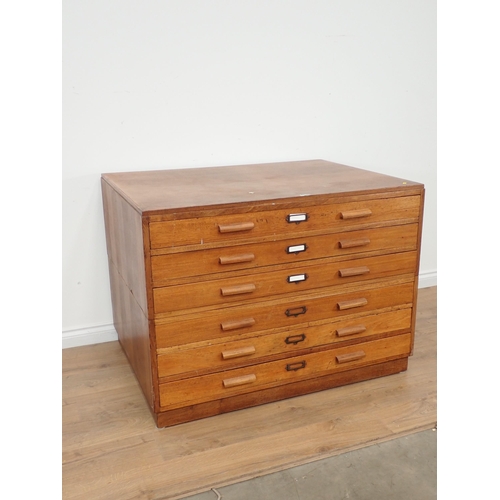 384 - An oak Plan Chest of six drawers 3ft 9in W x 2ft 9in H