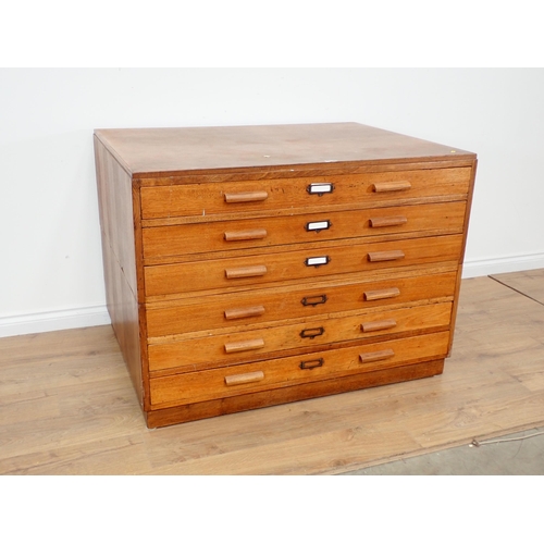 384 - An oak Plan Chest of six drawers 3ft 9in W x 2ft 9in H