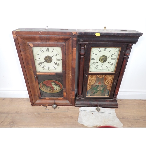 389 - Two Victorian Wall Clocks A/F and a collection of erotic Postcards